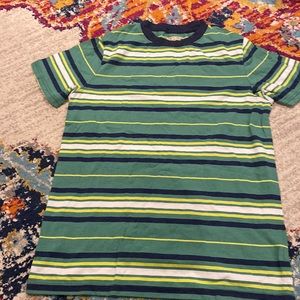 Boys green striped shirt